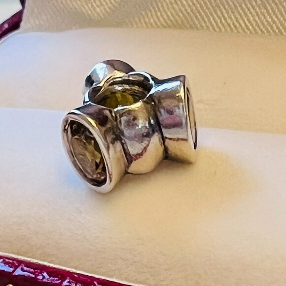 Pandora RETIRED Yellow Bonsai Cat's Eye Charm Sterling Silver - Picture 2 of 7